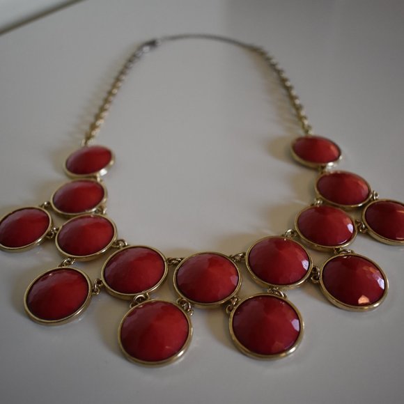JCrew Gold & Red Statement Necklace | Excellent Condition - Picture 4 of 5